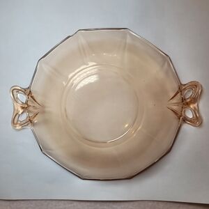 0824. Elegant 💜Amber Depression Glass w/ Handles ~ Serving Dish 💖Nice ~ 1 chip